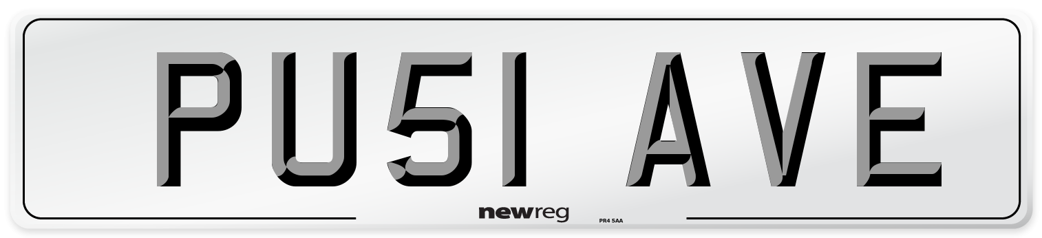 PU51 AVE Number Plate from New Reg